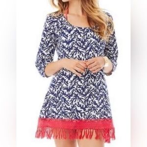 Lilly Pulitzer Alia navy & pink fringe dress